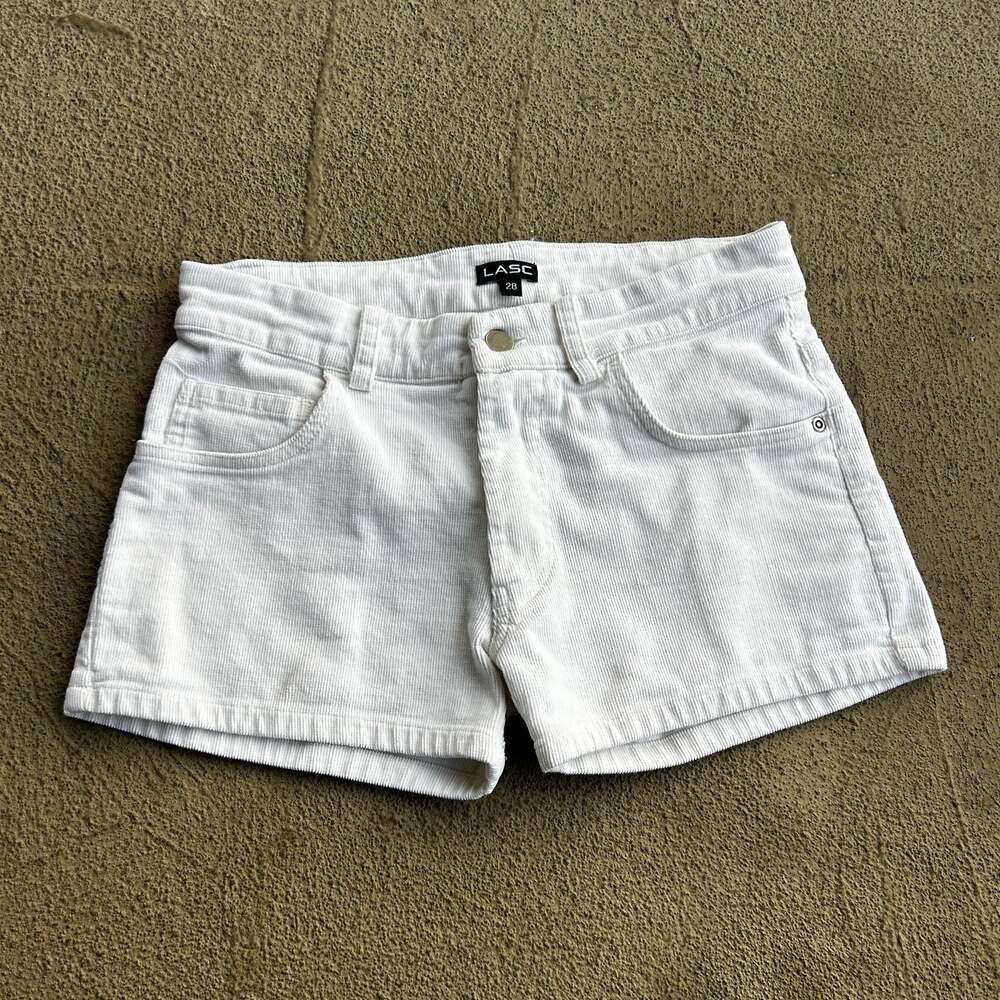 LASC Womens 28 White Corduroy Shorts